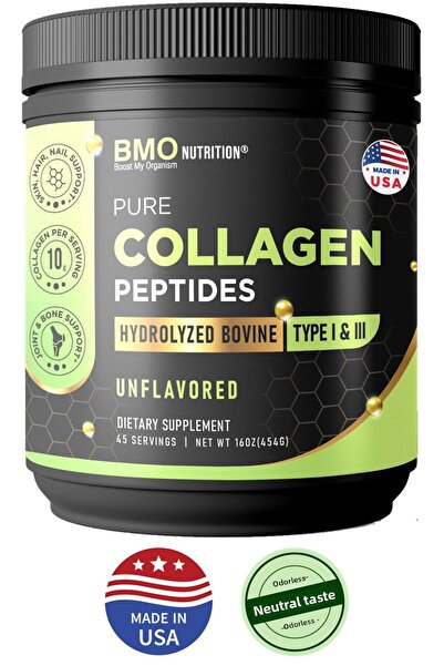 bmo nutrition Pure Collagen Peptides 10,000 Mg Pure Hydrolyzed Powder Collagen 454gr