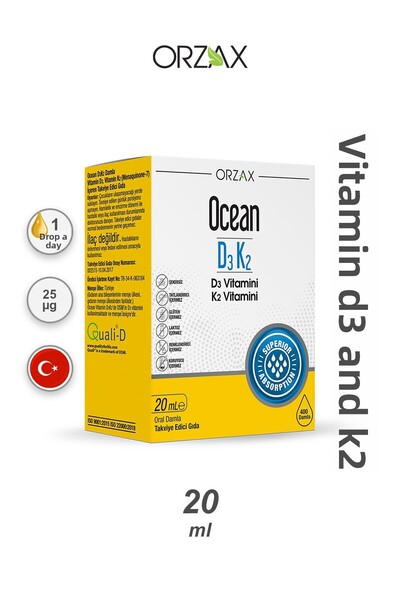 Orzax Ocean Vitamin D3K2 Supplement Food 20 ml Drops