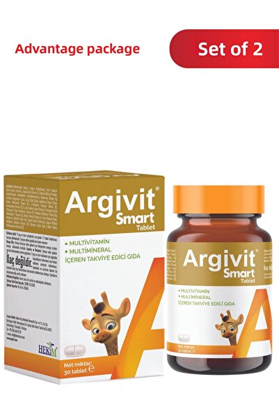 Argivit Smart Tablet 30 Tablets 2 Pack - Phosphatidylserine, Choline, L-Arginine, Multivitamin and Multimineral