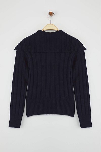 Trendyol Collection Navy Blue Soft Textured Crop/Short Knitwear Sweater Twoaw26Kz00138