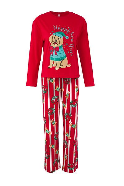 Trendyol Collection Red Top Knitted Bottom Woven Dog Printed and New Year Themed Pajama Set Thmaw26Pt00044