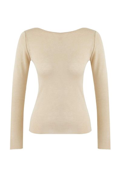 Trendyol Collection Beige Basic Thin Knitwear Sweater Twoaw26Kz00112