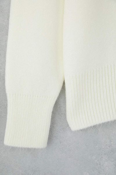 Trendyol Collection Ecru Wool Blended Wide Fit Soft Textured Knitwear Sweater Twoaw26Kz00063