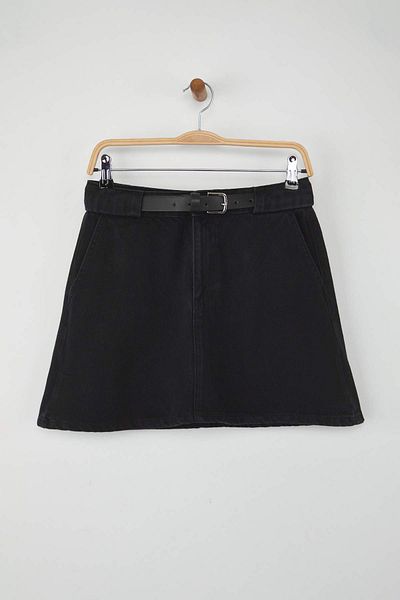 Trendyol Collection Trendyolmilla Wardrobe Essentials Black More Sustainable Belt Detailed Denim Skirt Twoaw26Et00027