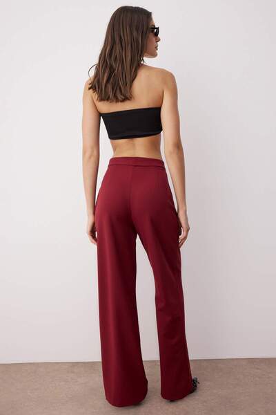 Trendyol Collection Burgundy Wide Leg Woven Trousers - Twoaw22Pl0139