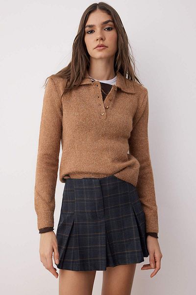 Trendyol Collection Mehrfarbig karierter, plissierter Shorts aus dickem Stoff, kurze Hosen und Bermudas TWOAW26SR00029
