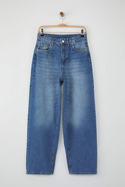 Trendyol Collection Blue Regular Waist Loose Cut Barrel Baggy Jeans Twoaw26Je00052