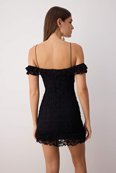 Trendyol Collection Black Bodycon Lace Mini Chic Dress Tprss25El00323