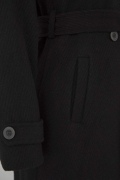 Trendyol Collection Black Stand Collar Diagonal Double Breasted Regular Long Cashmere Coat Twoaw26Kb00048