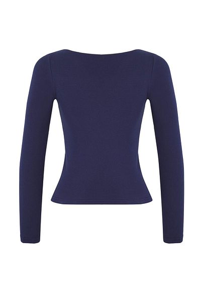 Trendyol Collection Μπλε ναυτικό Color Block Crochet Λεπτομερής λεπτή/στενή πλεκτή μπλούζα TWOAW26BZ00085