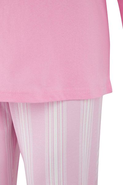 Trendyol Curve Pink 100% Cotton Striped Knitted Plus Size Pajamas Set Tbbaw26Ai00014
