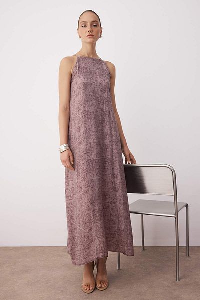 Trendyol Collection Dusty Rose Abstract Maxi Woven Dress Twoss25El00904