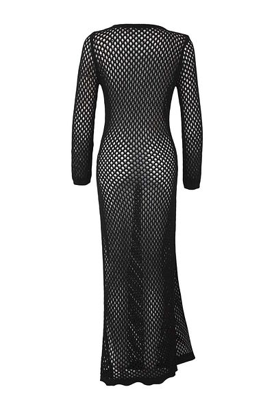 Trendyol Collection Black Plain Shift Maxi Knitwear Dress with Accessory Detail 100% Polyester