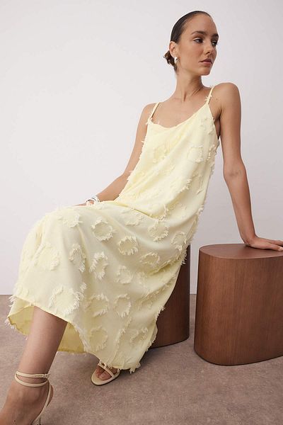 Trendyol Collection Yellow Plain Midi Woven Dress Twoss25El00905