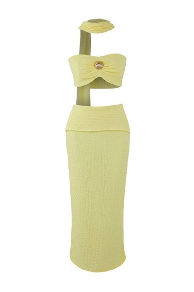 Trendyol Collection Yellow Woven Blouse-Skirt Tbess25Au00113