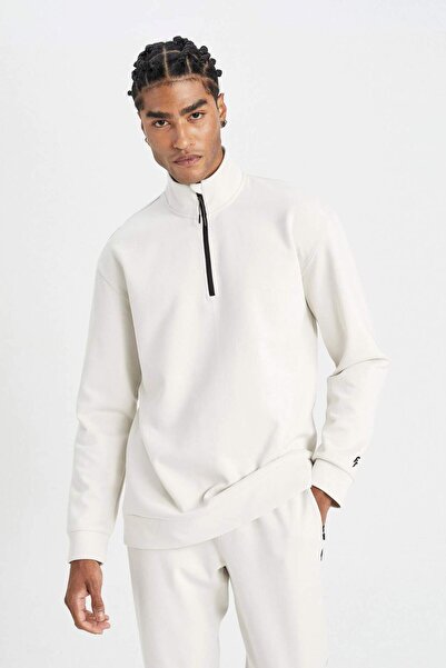 DeFacto DeFactoFit Standart Fit Dik Yaka Fermuarlı Sporcu Sweatshirt D2022AX24AU