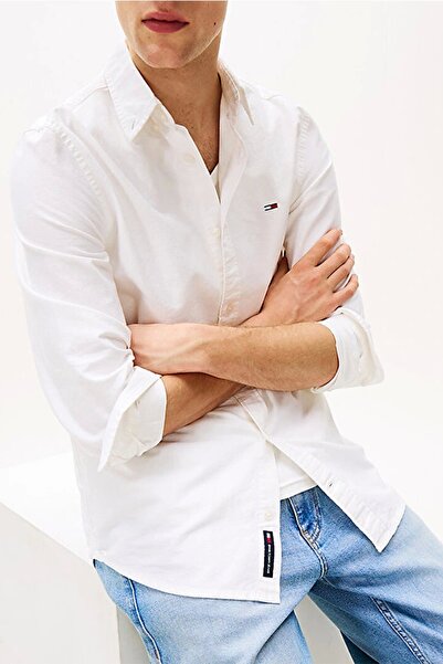 Tommy Hilfiger TJM REG OXFORD SHIRT EXT Erkek beyaz Gömlek DM0DM21298YBL