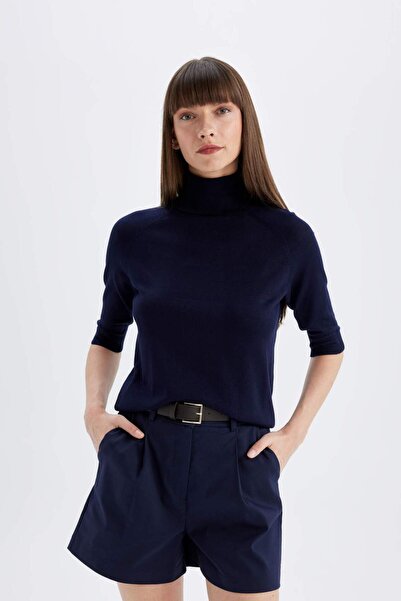 DeFacto Pulover de tricotaj simplu de bază cu jumătate de mânecă cu gât țesut normal U8280AZ24AU