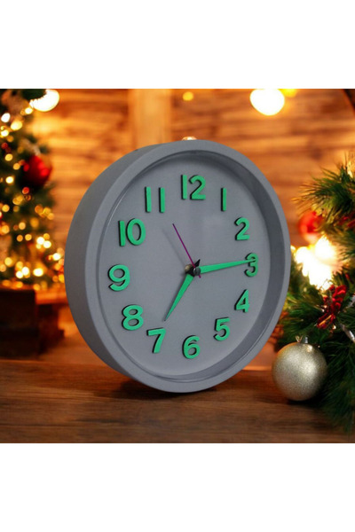 Bahat Fosforlu 3D Kabartma Rakam Mini Küçük Saat Duvar Saati Çap 22 Cm Beyaz B3