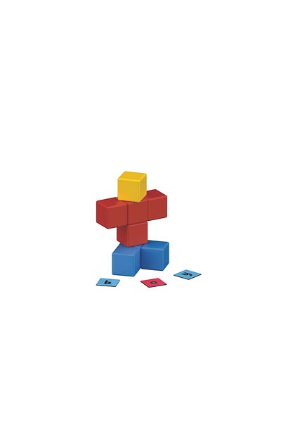 GEOMAG Magicube Word Building Recycled Clips STEM Toy, 16 Magnetic Blocks with 63 Magic Clips