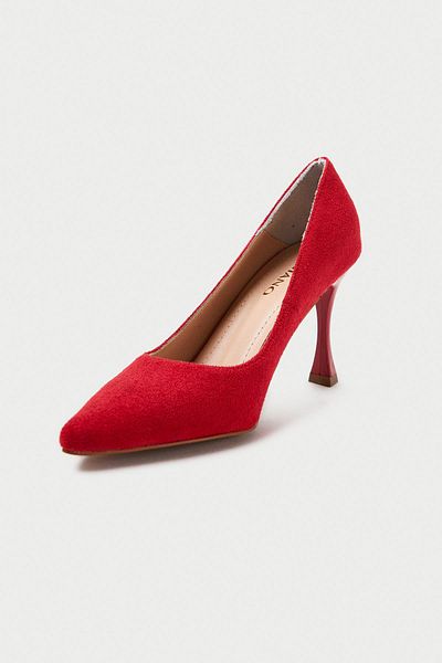 Mubiano Piele autentică MB970-KR Pantofi stiletto și tocuri înalte roșii din piele intoarsa pentru femei cu toc subțire de 9 cm