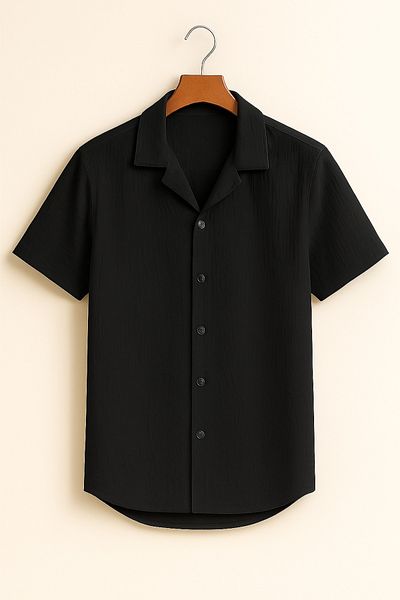 YNGMENCLASS Κοντομάνικο πουκάμισο Lycra Textured - Apache Collar Slim Fit