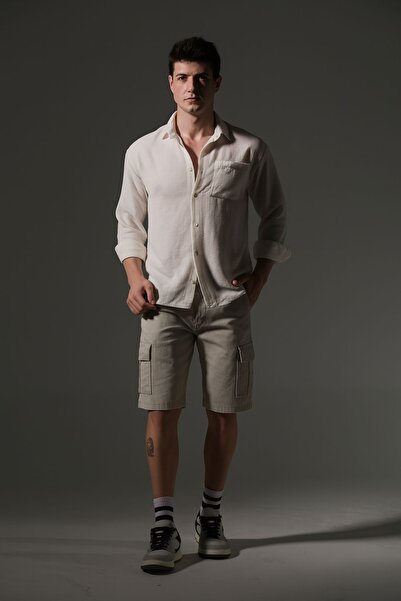 Domoda Slim Fit None Denim Side Pocket Stretch Fabric Men's Jean Cargo Shorts