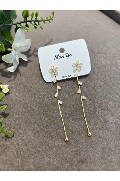 BEREN KILIÇ Gold İnci Detaylı Sallantılı Küpe