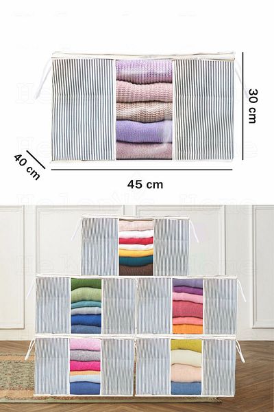Helen's Home 5 Τεμάχια Παράθυρο Πουλόβερ Γκρι Ριγέ - 45*40*30 εκ.