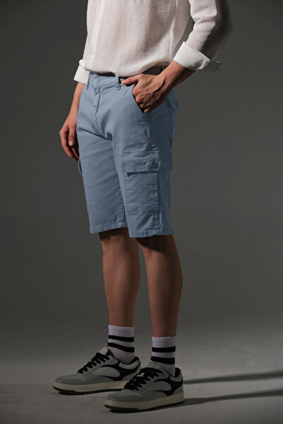 Domoda Slim Fit None Denim Side Pocket Stretch Fabric Men's Jean Cargo Shorts