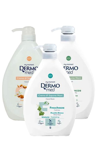 Dermomed Extract de Shea și Migdale și Aloe Vera - Săpun Lichid cu Cremă de Rodie și Mosc Alb, 1L