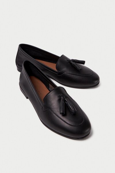 Mubiano Collection Дамски балерини Mubiano от естествена кожа, черни - MCMNG2455-S