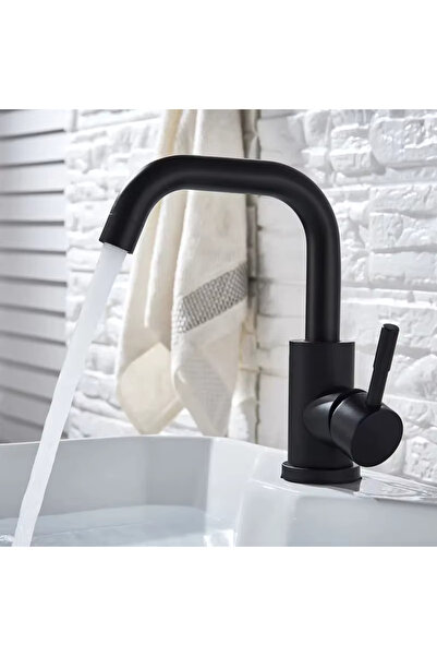 Sardıcı Sinatra Serisi Siyah Köşe Borulu Lavabo Bataryası Beş Yıl Garantili Ç...