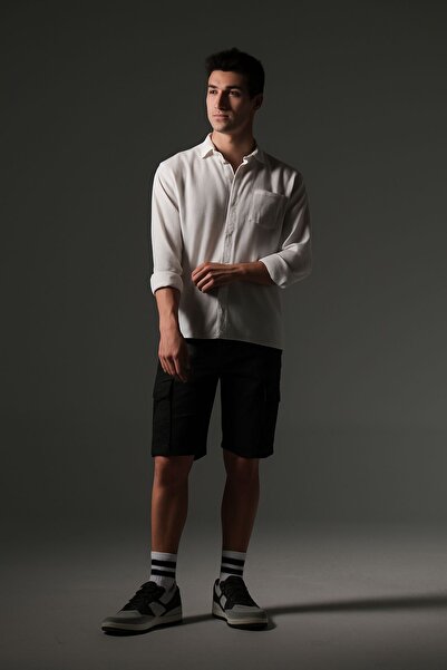 Domoda Slim Fit None Denim Side Pocket Stretch Fabric Men's Jean Cargo Shorts