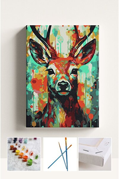 Corvo Sayılarla Boyama Çerçeveli Hobi Seti Numaralı Tuval GEYİK Fırça Boya Da...