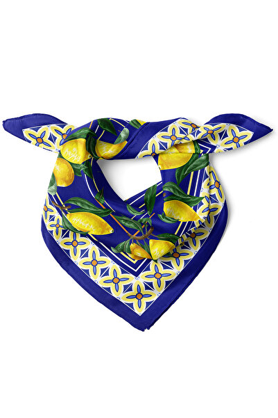 nehir eşarp Limon Desen Fular Bandana 50x50 Cm