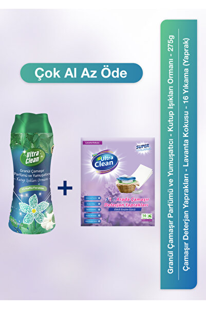 ultra clean Çamaşır Deterjan Yaprakları- 16 Yıkama 1 Adet Granül Çamaşır Parf...