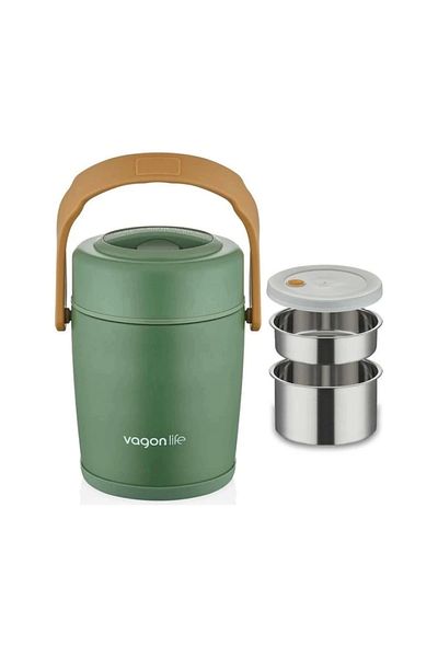 Vagonlife Food Container |   Lunch Box with Single Hazelneli Two Compartments Vagonlife Steel 1600 ml