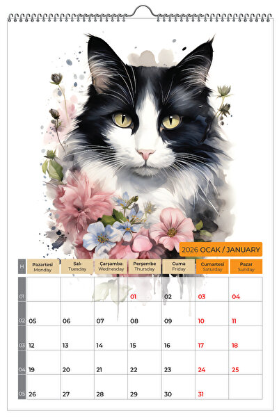 NATURELBASIM 2026 KEDİ COLOR TAKVİMİ-33x48 cm