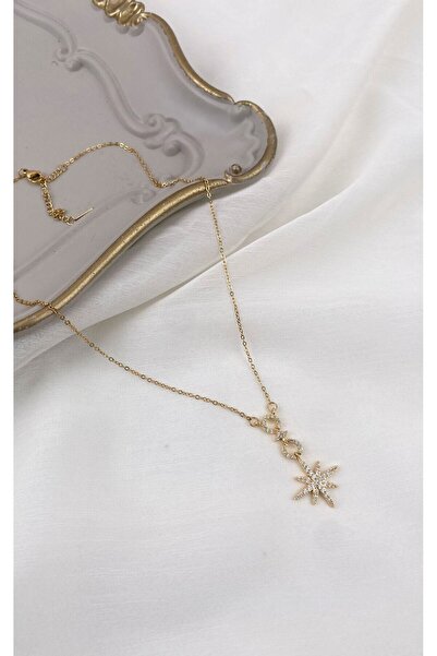 Sacha Accessories Gold Steel Necklace with North Star Figure