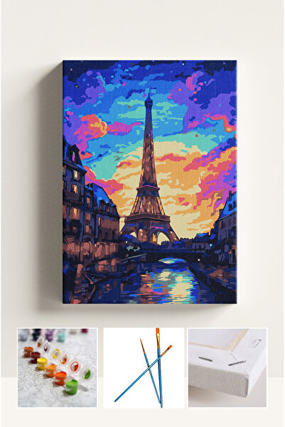 Corvo Sayılarla Boyama Seti Numaralı Tuval Fırça Boya PARİS GECE 40X50 Cm