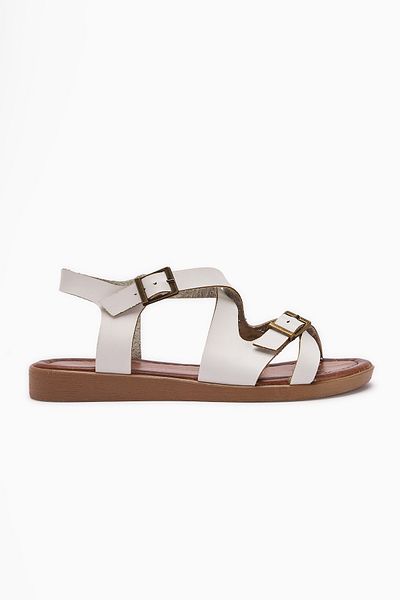Limoya Γυναικεία σανδάλια από γνήσιο δέρμα Belize White Cross Strap
