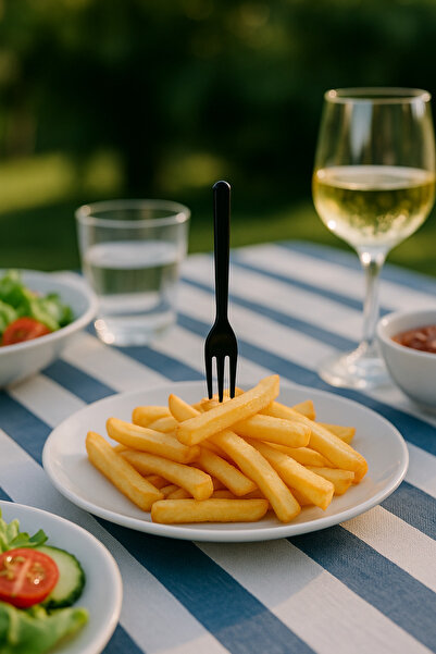 Party شوكة رقائق بلاستيكية للبطاطس والمقبس والعرض 8.5 سم لون أسود 100 قطعة