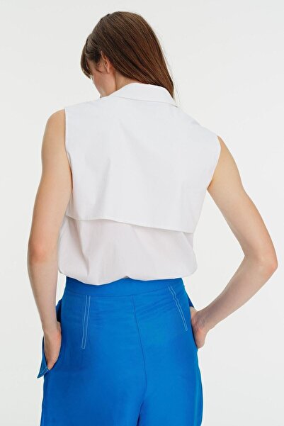 Exquise Embroidered Detailed Sleeveless Poplin Shirt