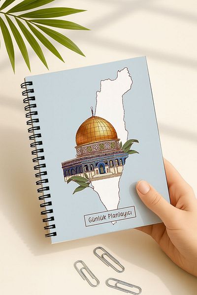 Eldesen Tasarım Daily Planner A5 Notebook, Notes, to Do, Flexible Cardboard Cover, 100 Days, Jerusalem