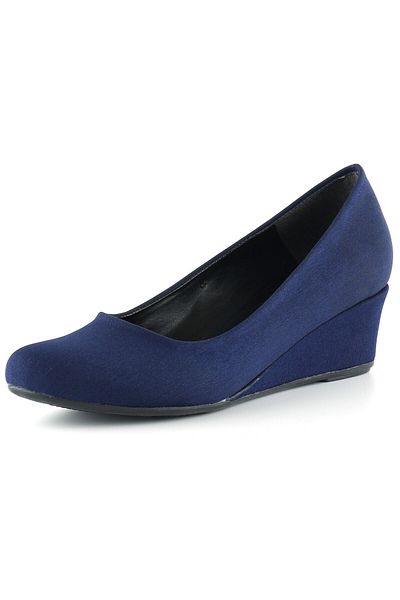 Erkan Saçmacı Παπούτσια Casual με τακούνι Maya Navy Blue Crepe με στρογγυλή σφήνα