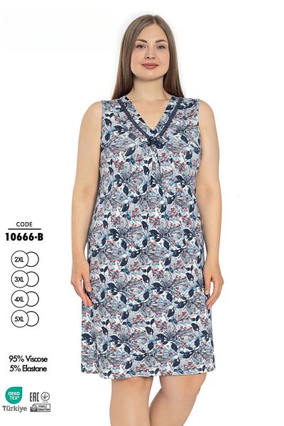 Cotpark 10666-B Sifir Lace Large Size Nightgown with Sleeves
