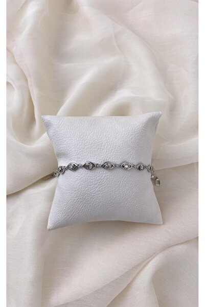 Sacha Accessories Eye Row Stone Silver Bracelet