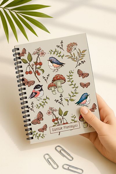 Eldesen Tasarım Daily Planner A5 Notebook, Notes, to Do, Flexible Cardboard Cover, 100 Days, with Cork