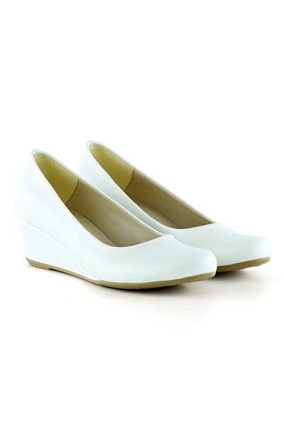 Erkan Saçmacı Maya White Round Toe Wedge Heeled Casual Shoes